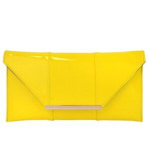6890 Faux Patent Leather Envelope Candy Clutch, Yellow
